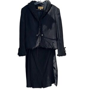 Bergamo by E B I size 14 Black shimmer & lace trim Two-Piece Skirt Suit